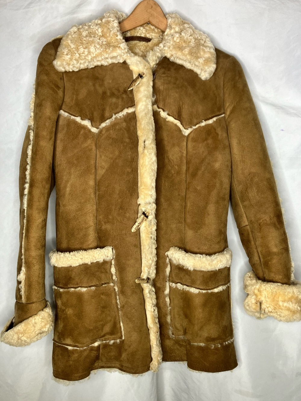 Knight Tailors insane VTG shearling suede coat